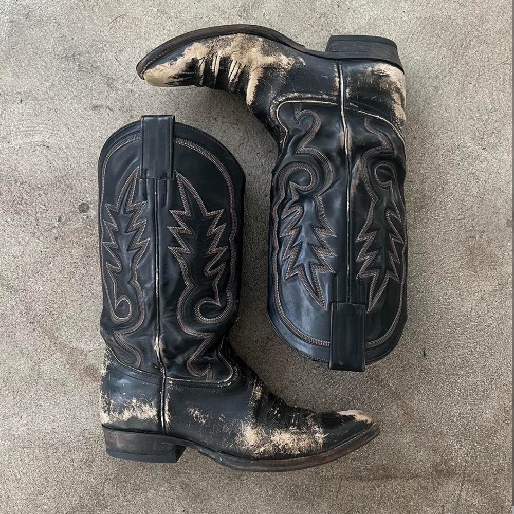 Vintage cowboy boots with natural distressing